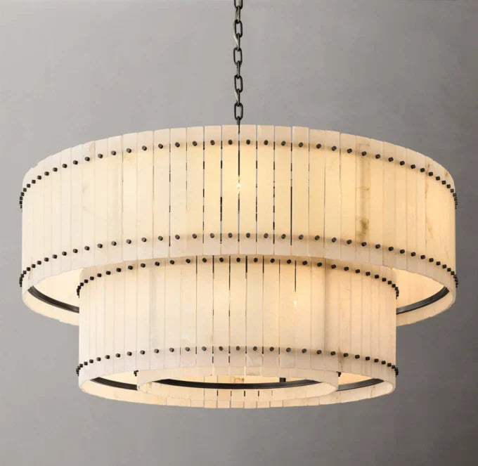 San Marco Alabaster Round Tiered Chandelier 60"