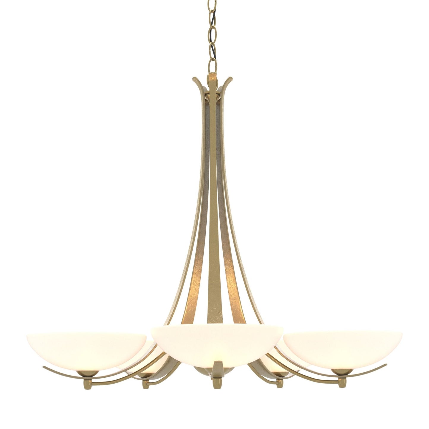 Aegis 5 Arm Chandelier 5-Light Opal Glass (GG) in Modern Brass