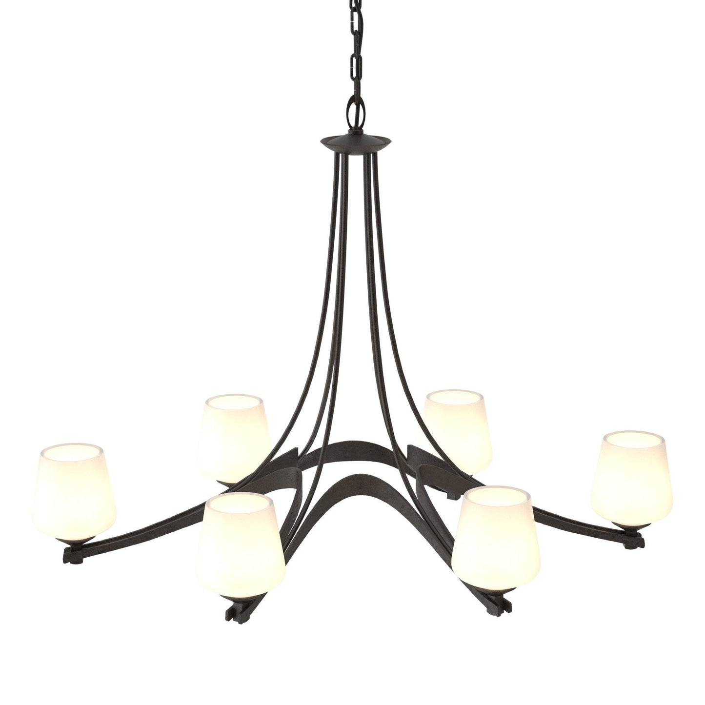 Oval Ribbon Opal Glass 6 Arm Chandelier 6-Light Opal Glass (GG) in Oil Rubbed Bronze