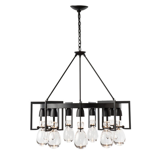 Apothecary Circular Chandelier 9-Light Clear Glass (ZM) in Black