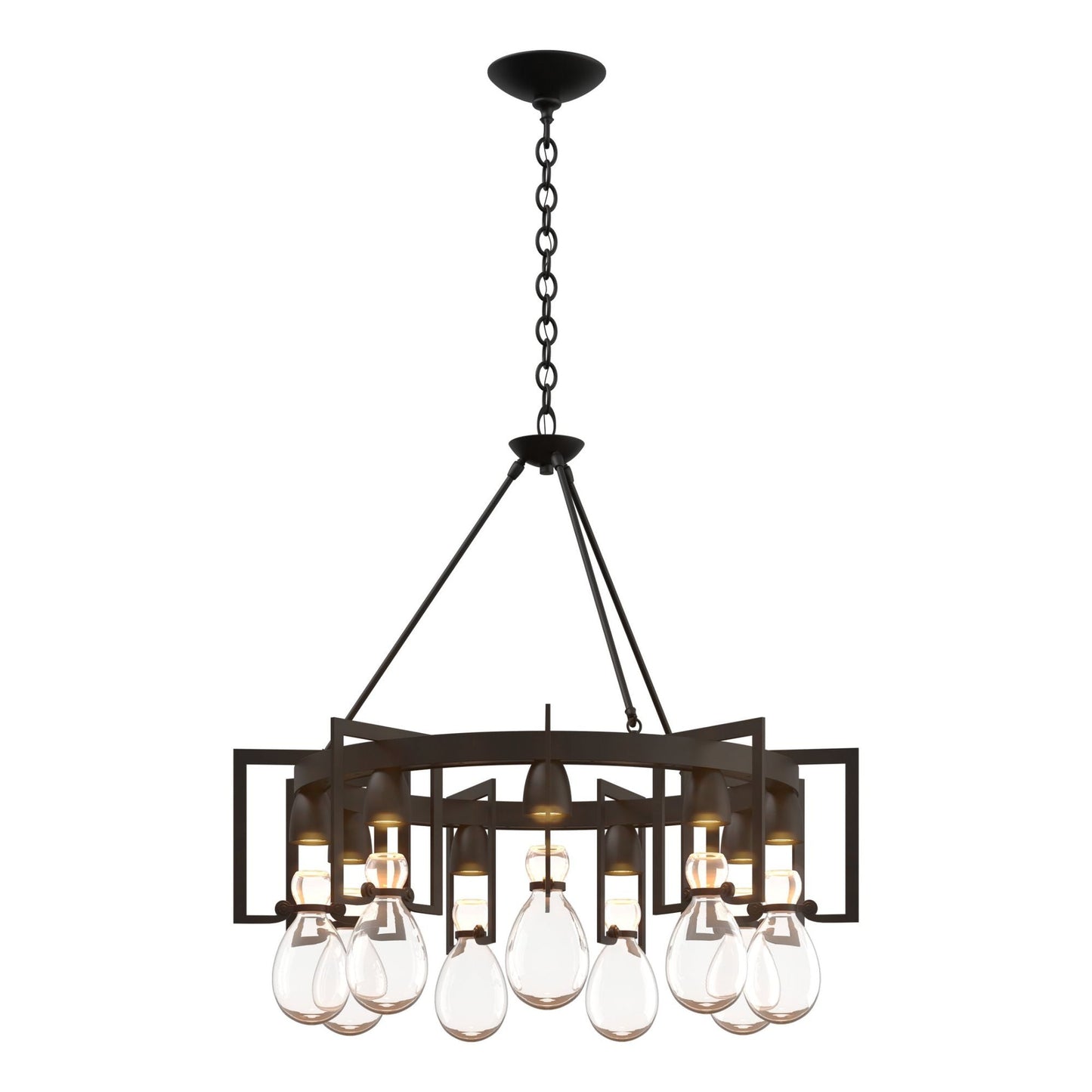 Apothecary Circular Chandelier 9-Light Clear Glass (ZM) in Black