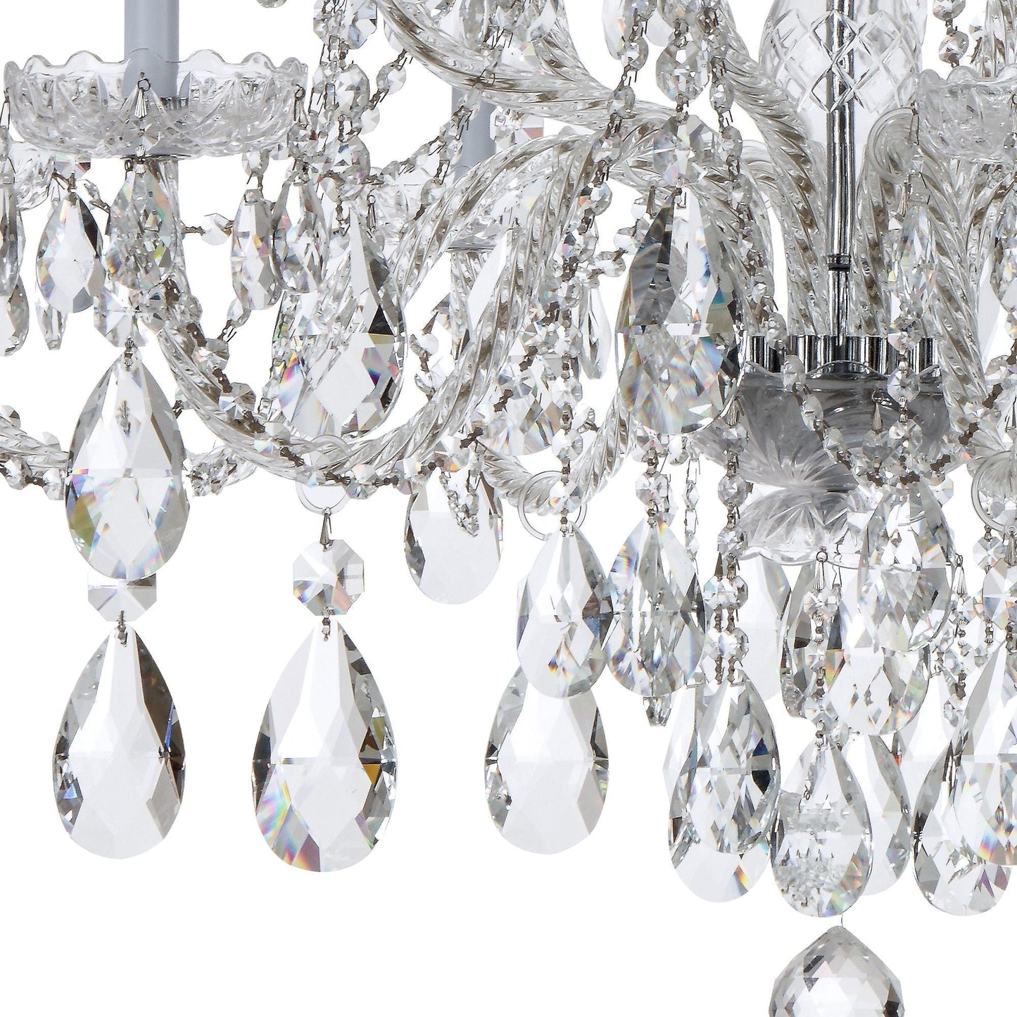 Traditional Crystal 37.5'' Hand Cut Crystal Polished Chrome Chandelier Silver 37.5"W x 48"H x 37.5"D