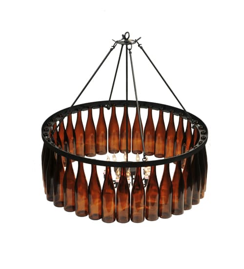 Tuscan Vineyard 12 Light 1 Tier Wine Bottle Drum Chandelier