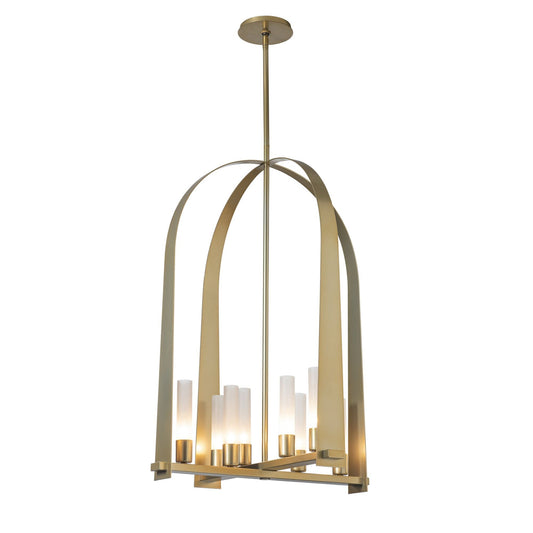 Triomphe 8-Light Pendant 8-Light Frosted Glass (FD) in Modern Brass