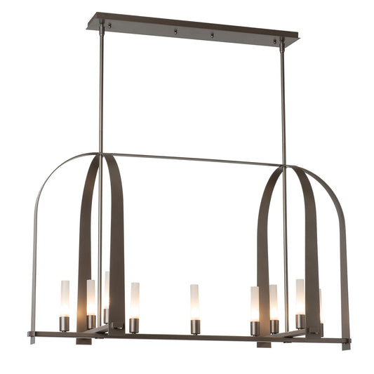 Triomphe 9-Light Linear Pendant 9-Light Frosted Glass (FD) in Dark Smoke