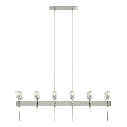 Echo 12-Light Linear Pendant 12-Light Cast Glass (YC) in Sterling