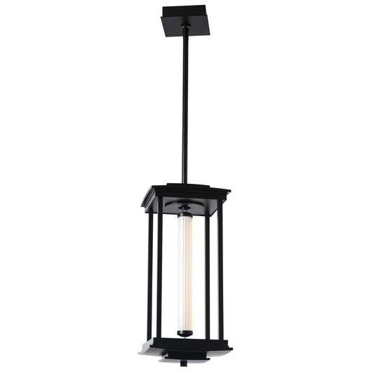 Athena 1-Light Medium LED Lantern LED Clear Glass (ZM) in Black