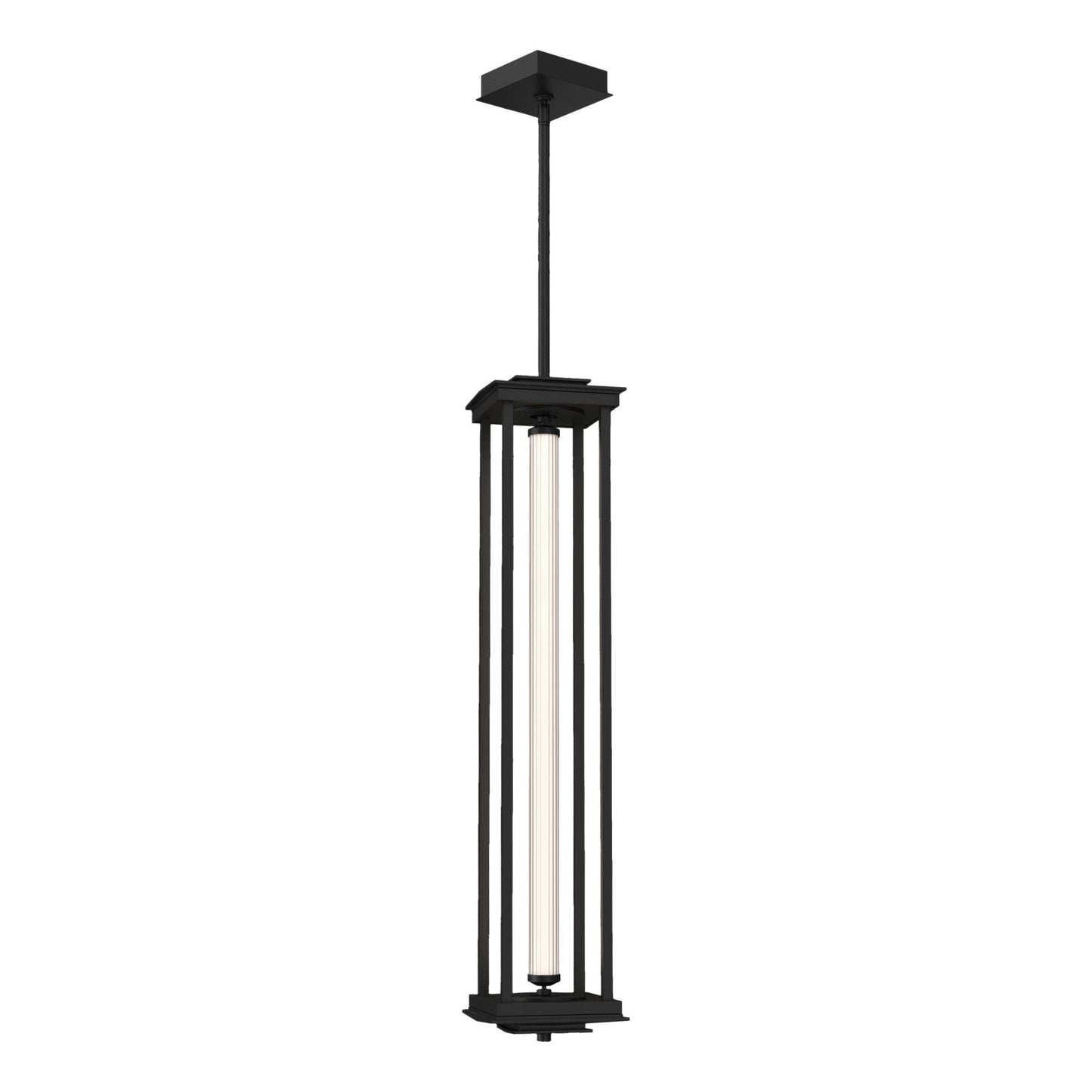 Athena 1-Light Large LED Lantern LED Clear Glass (ZM) in Black
