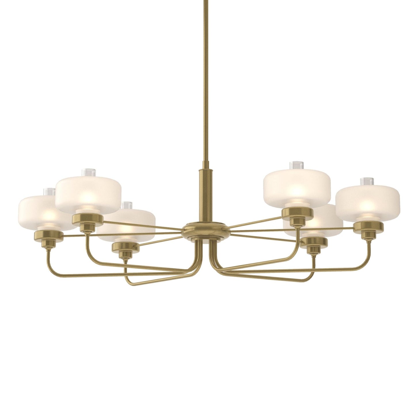 Nola Pendant 6-Light Clear Glass with Frosted Diffuser (YE) in Modern Brass