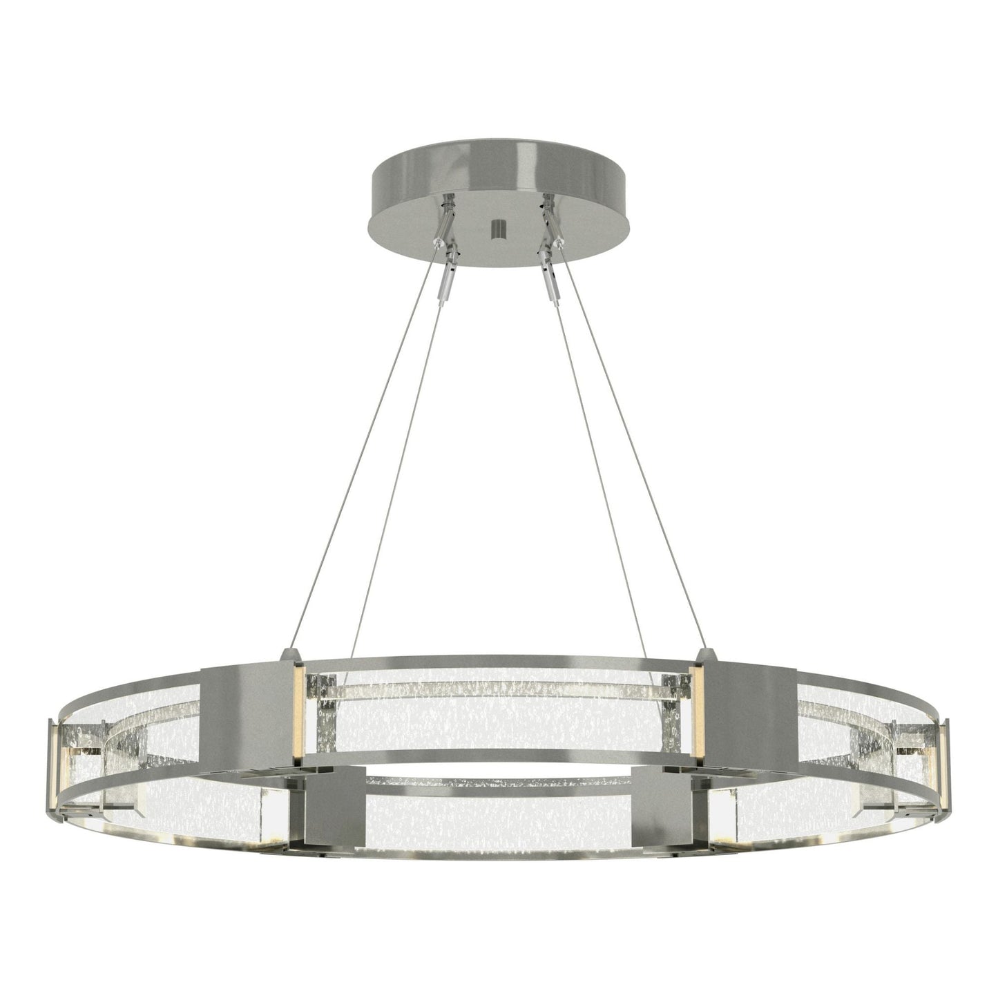 Aura Glass Pendant 6-Light Seeded Clear Glass (II) in Sterling