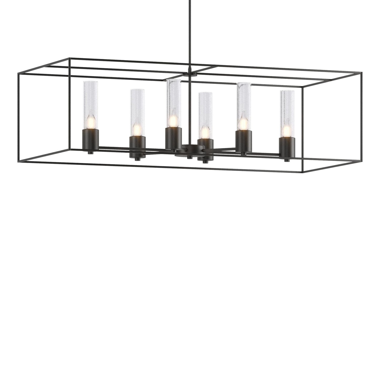 Portico Pendant 6-Light Black Accent Seeded Clear Glass (II) in Black