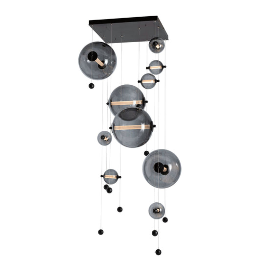 Abacus 10-Light Square LED Pendant LED Cool Grey Glass (YL) in Black