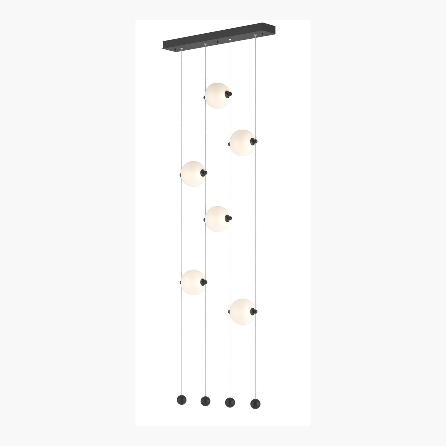 Abacus 6-Light Ceiling-to-Floor LED Pendant LED Opal Glass (GG) in Black