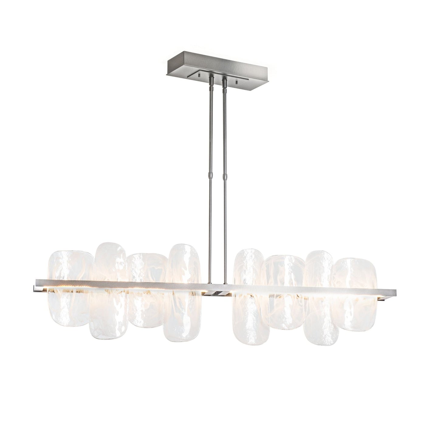 Vitre Large Linear LED Pendant LED White Swirl Glass (YR) in Sterling