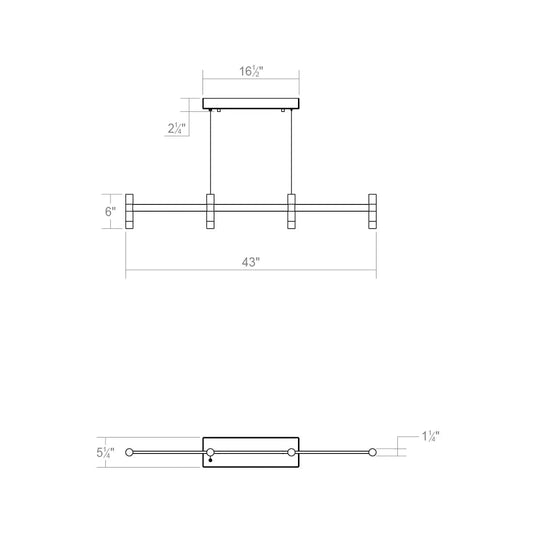 Systema Staccato 4 Light 43" Wide LED Indoor Linear Pendant