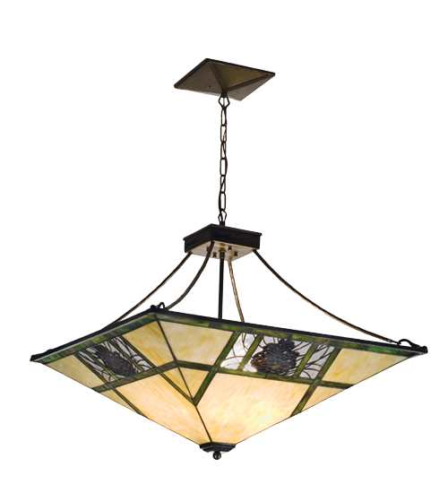 Pinecones 4 Light 37" Wide Single Pendant with Tiffany Bowl Shade