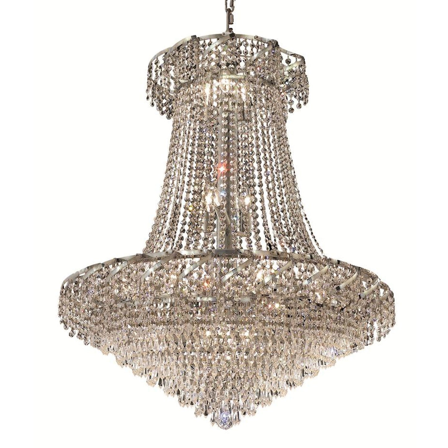 Belenus Chrome Eighteen-Light 30-Inch Chandelier with Royal Cut Clear Crystal