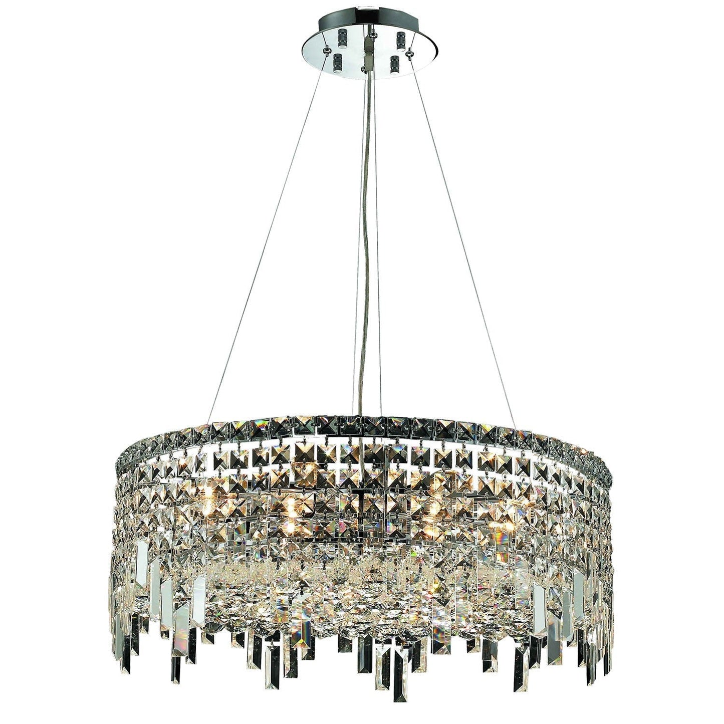 Maxim Chrome Twelve-Light 24-Inch Pendant with Royal Cut Clear Crystal