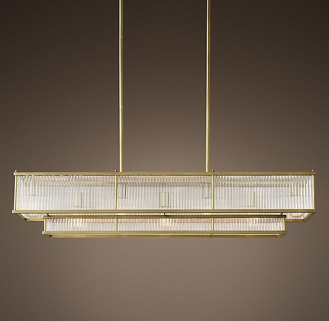Modern style creative 11 lights gold rectangle chandelier