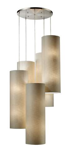 Fabric Cylinders 20 Light 33" Wide Multi Light Pendant with Round Canopy and Beige Fabric Shades