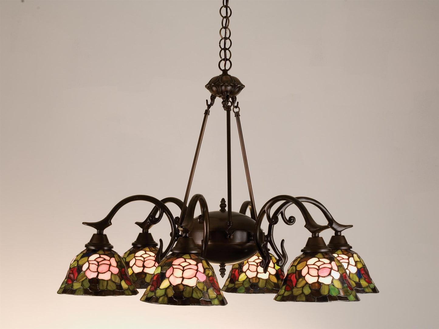 Stained Glass / Tiffany 6 Light Down Lighting Chandelier from the Fixtures Collection