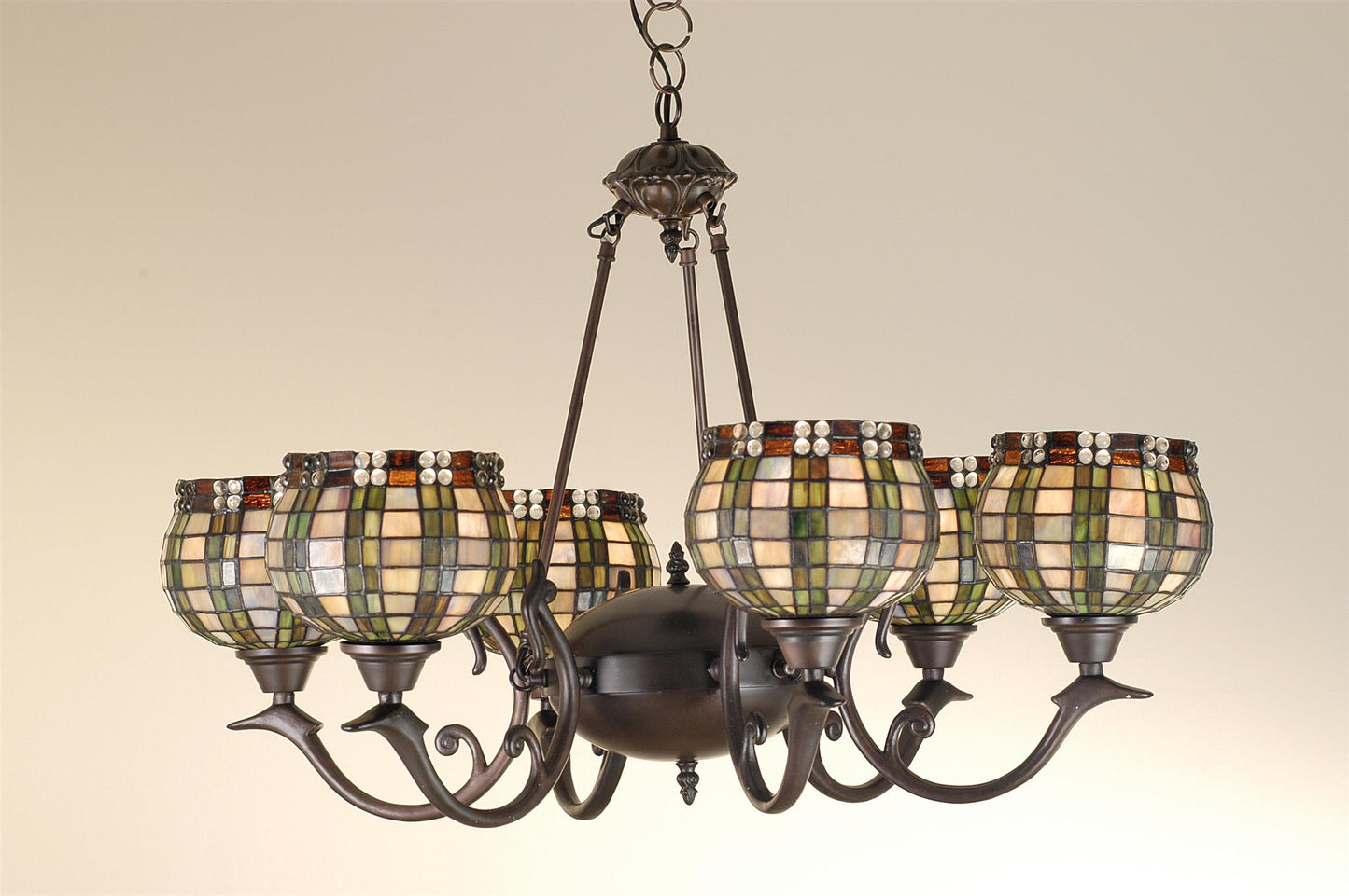 Stained Glass / Tiffany 6 Light Up Lighting Chandelier from the Fixtures Collection