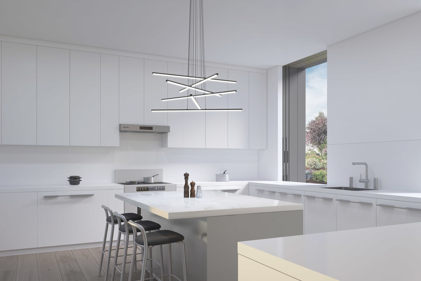 Stix 40" Wide 6 Arm LED Chandelier