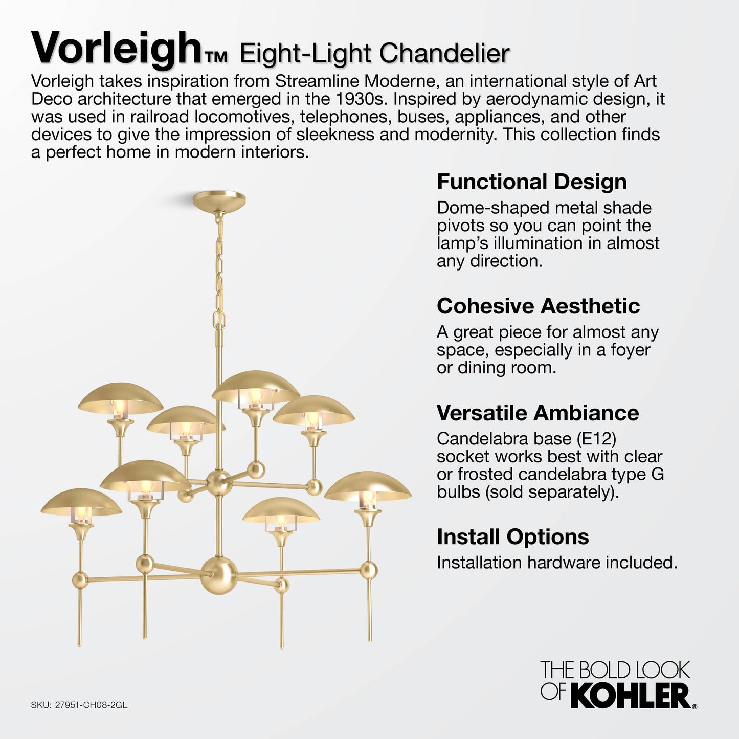 Vorleigh 26" Wide 8 Light Adjustable Dome Chandelier