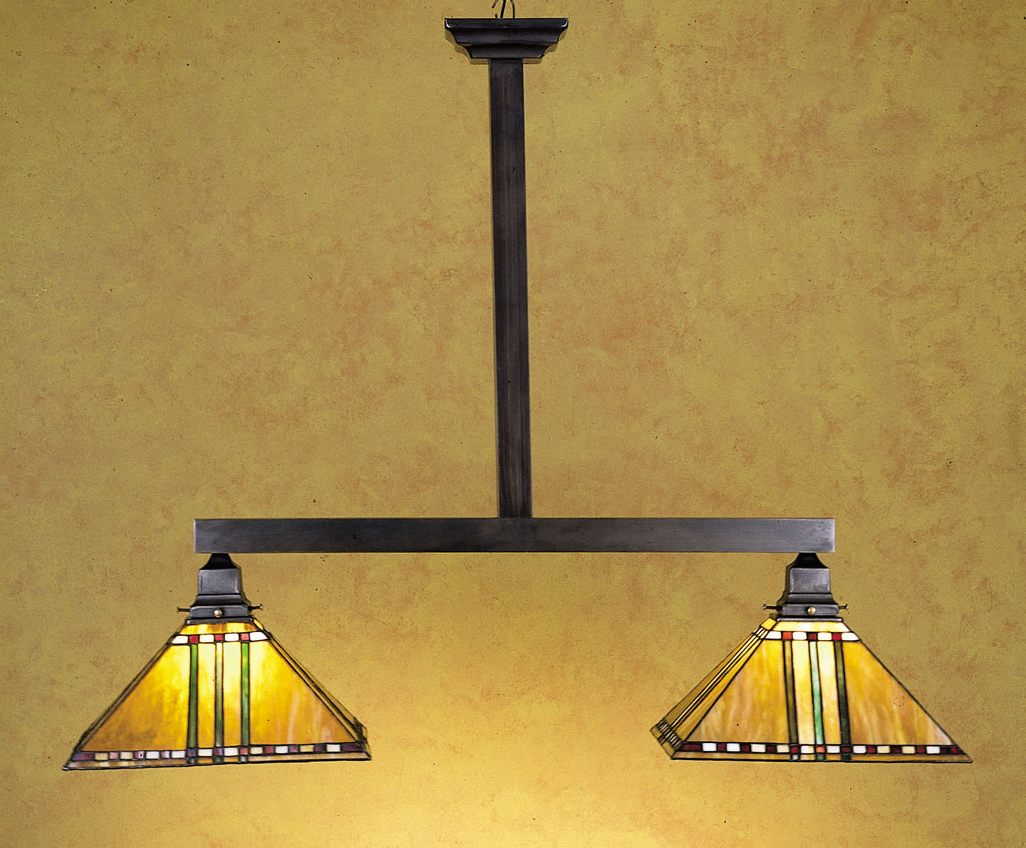 Stained Glass / Tiffany Island / Billiard Fixture from the Prairie Corn Collection