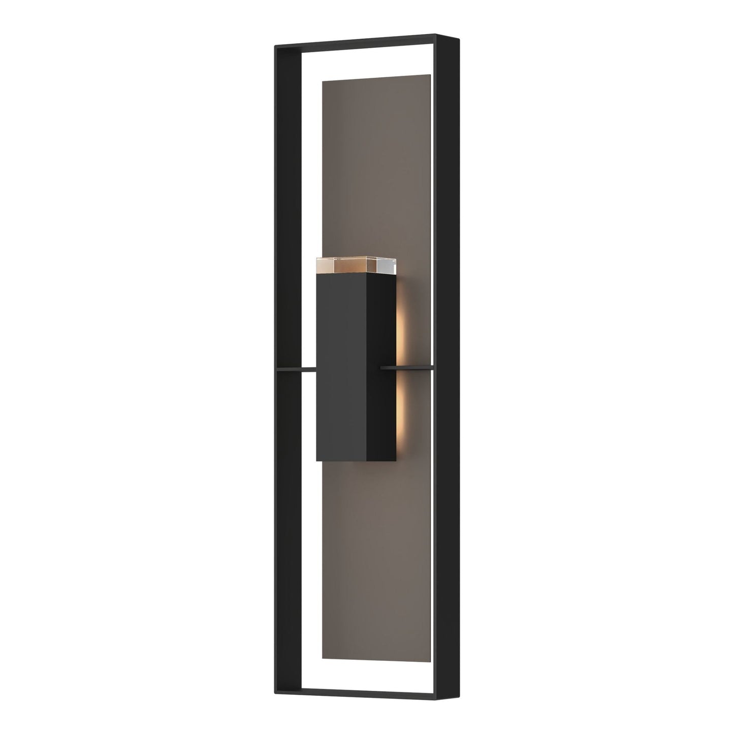 Shadow Box Extra Tall Sconce 2-Light Coastal Dark Smoke Accent Clear Glass (ZM) in Coastal Black