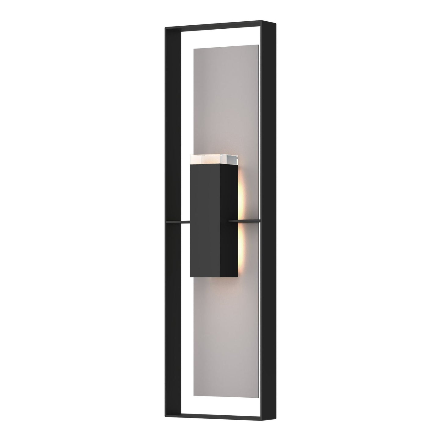 Shadow Box Extra Tall Sconce 2-Light Coastal Burnished Steel Accent Clear Glass (ZM) in Coastal Black