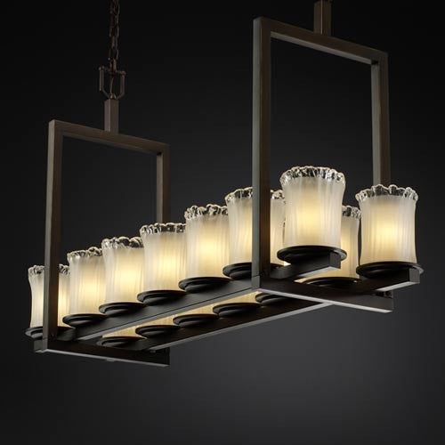 Fourteen-Light Short Bridge Chandelier