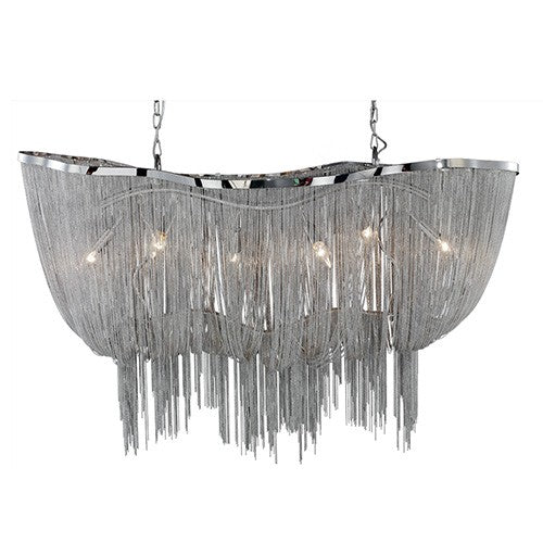 Formae Satin Nickel Six-Light Chandelier with Chain Metal Shade
