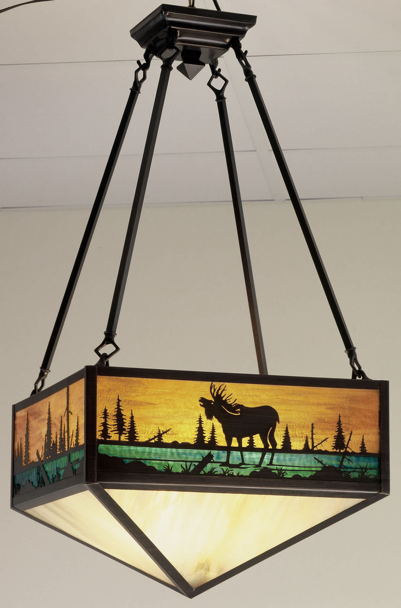 3 Light 16-1/2" Wide Pendant with Handmade Shade
