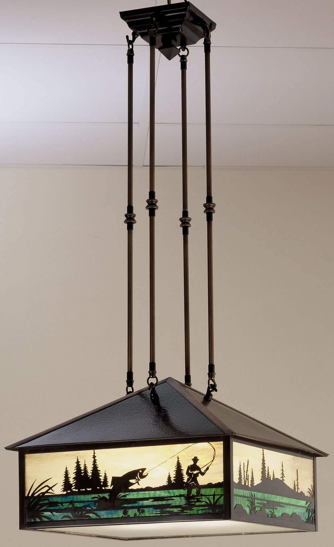 3 Light 24-3/4" Wide Pendant with Handmade Shade