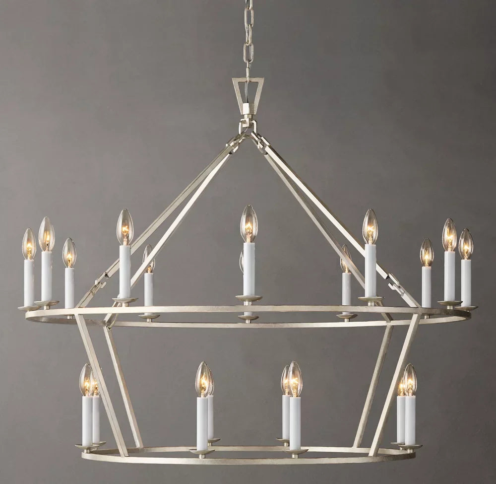 19TH C. ENGLISH OPENWORK TWO-TIER ROUND CHANDELIER 40"