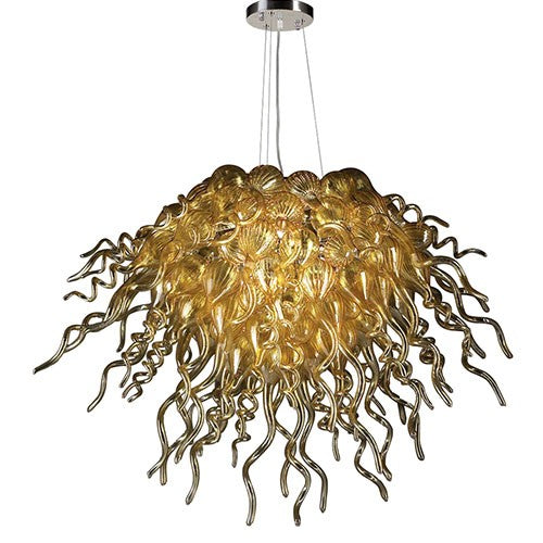 Elixir Polished Chrome 12-Light Chandelier with Amber Glass