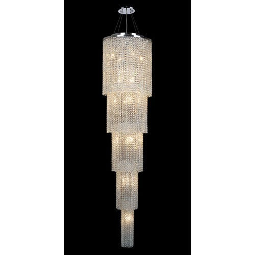 Corp Prism 19-Light Chrome Finish with Clear-Crystals Chandelier 5 Tiers