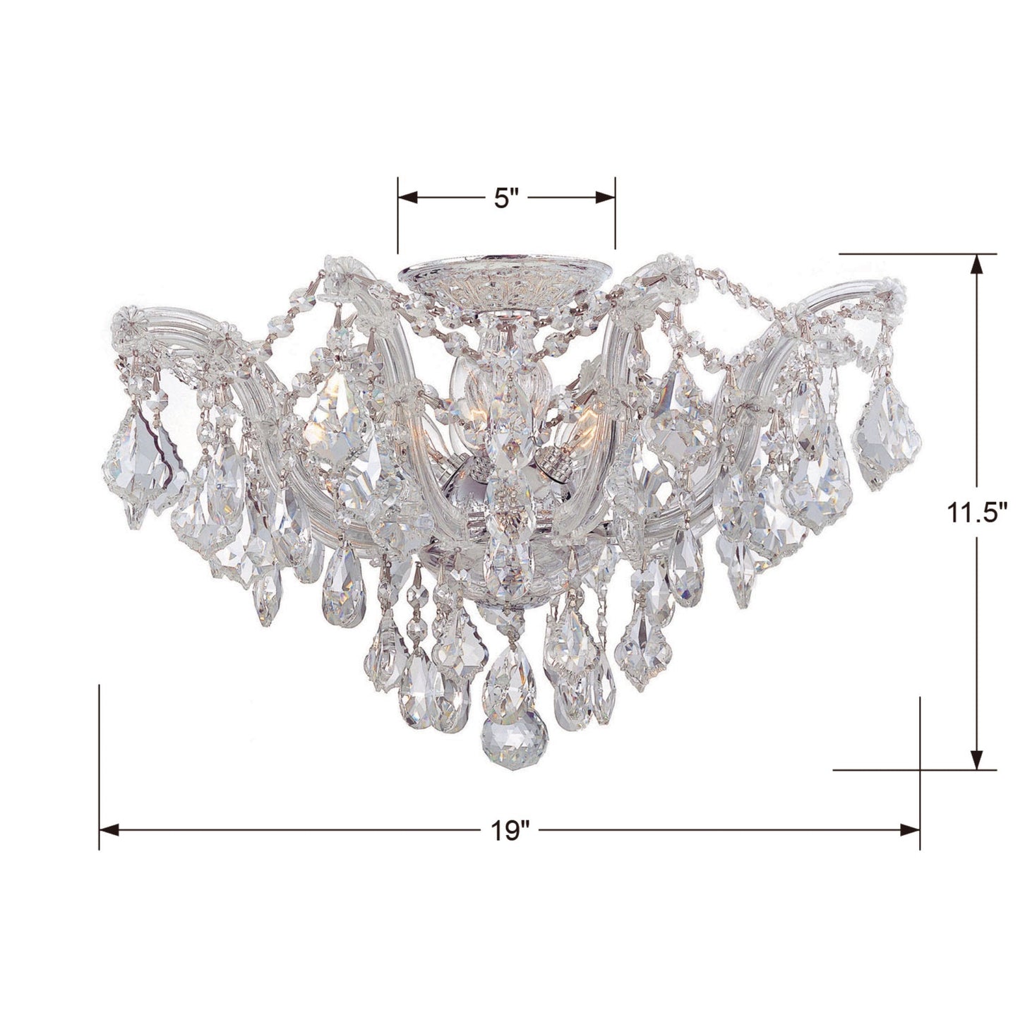 Maria Theresa 19'' Swarovski Strass Crystal Polished Chrome Semi Flush Mount Silver 19"W x 11.5"H x 19"D