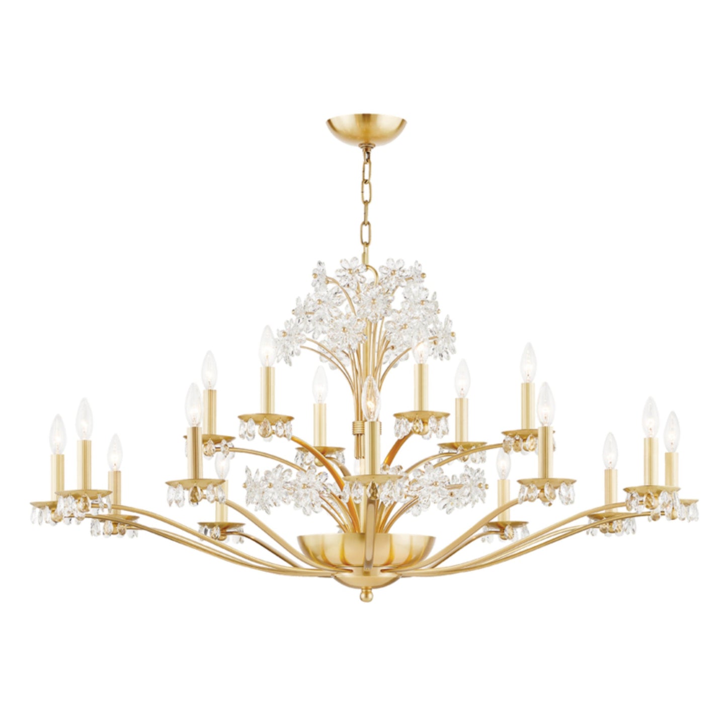 Beaumont 20-Light Chandelier in Aged Brass 48L x 48W x 23.75H