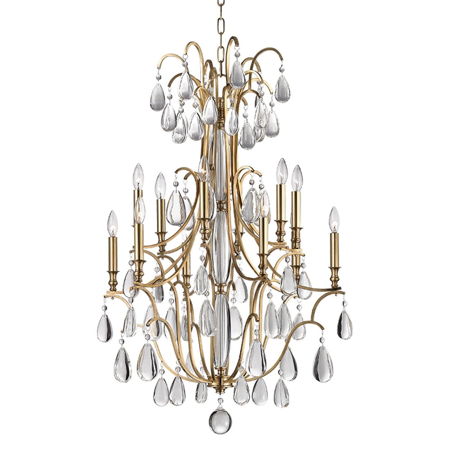 Brass 12-Light Chandelier