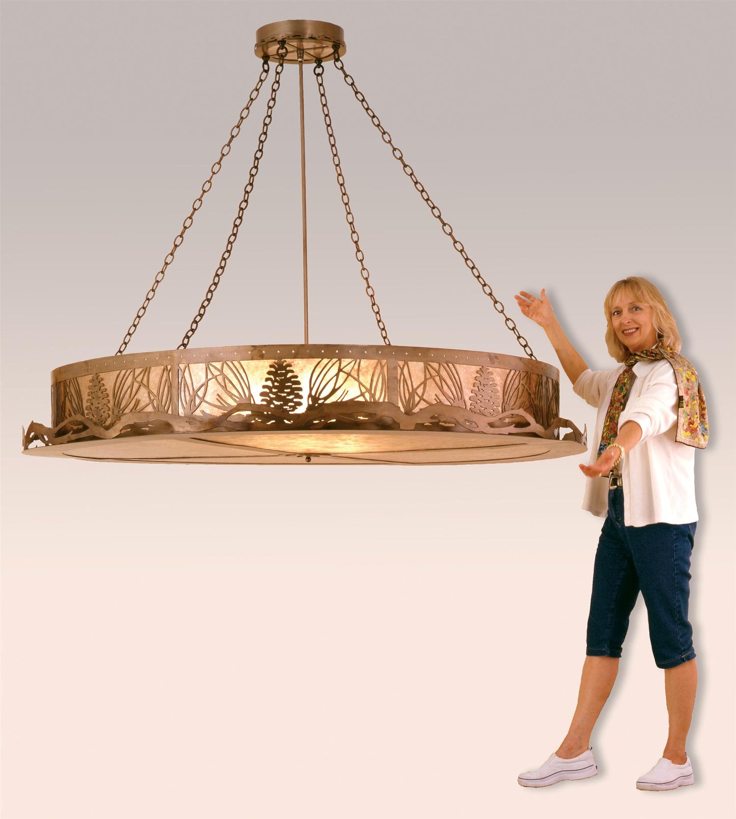 6 Light 72" Wide Pendant with Handmade Shade