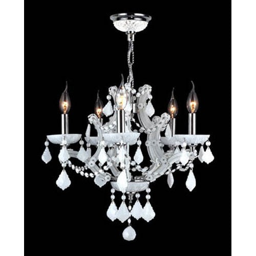 Five-Light Chrome Finish with White Crystal Chandelier