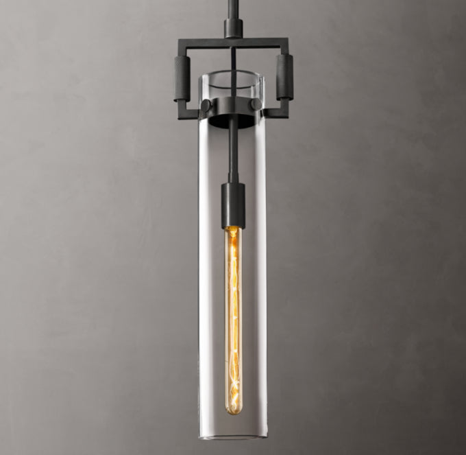 Machinists Cylindrical Glass Pendant Lamp