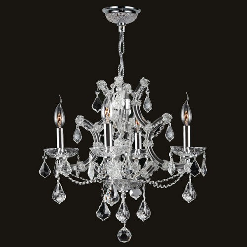 Four-Light Chrome Finish with Clear-Crystals Chandelier