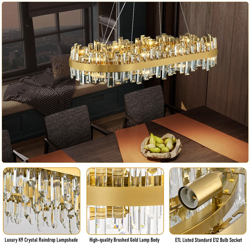 Titan Grace Rectangular Crystal Chandelier 52"L