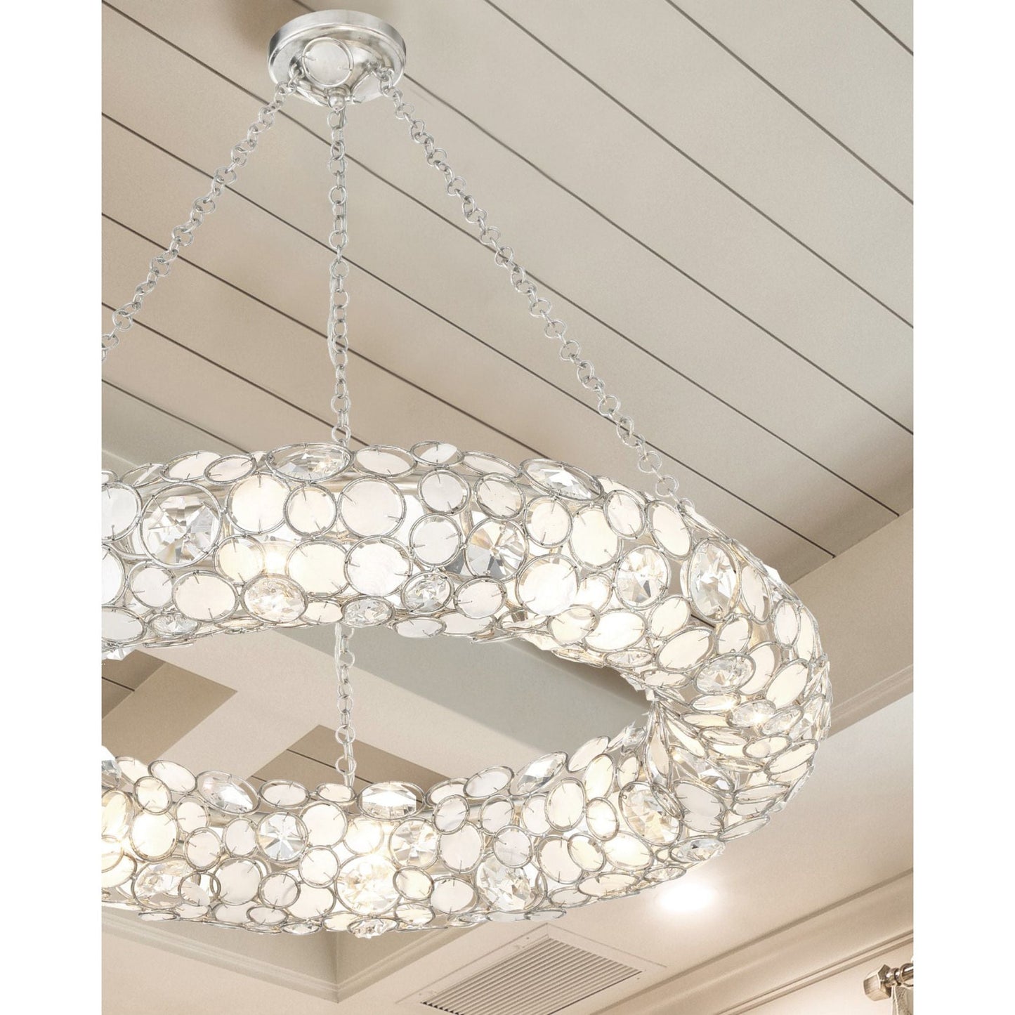 Palla 32'' Antique Silver Chandelier Silver 32"W x 5.25"H x 32"D
