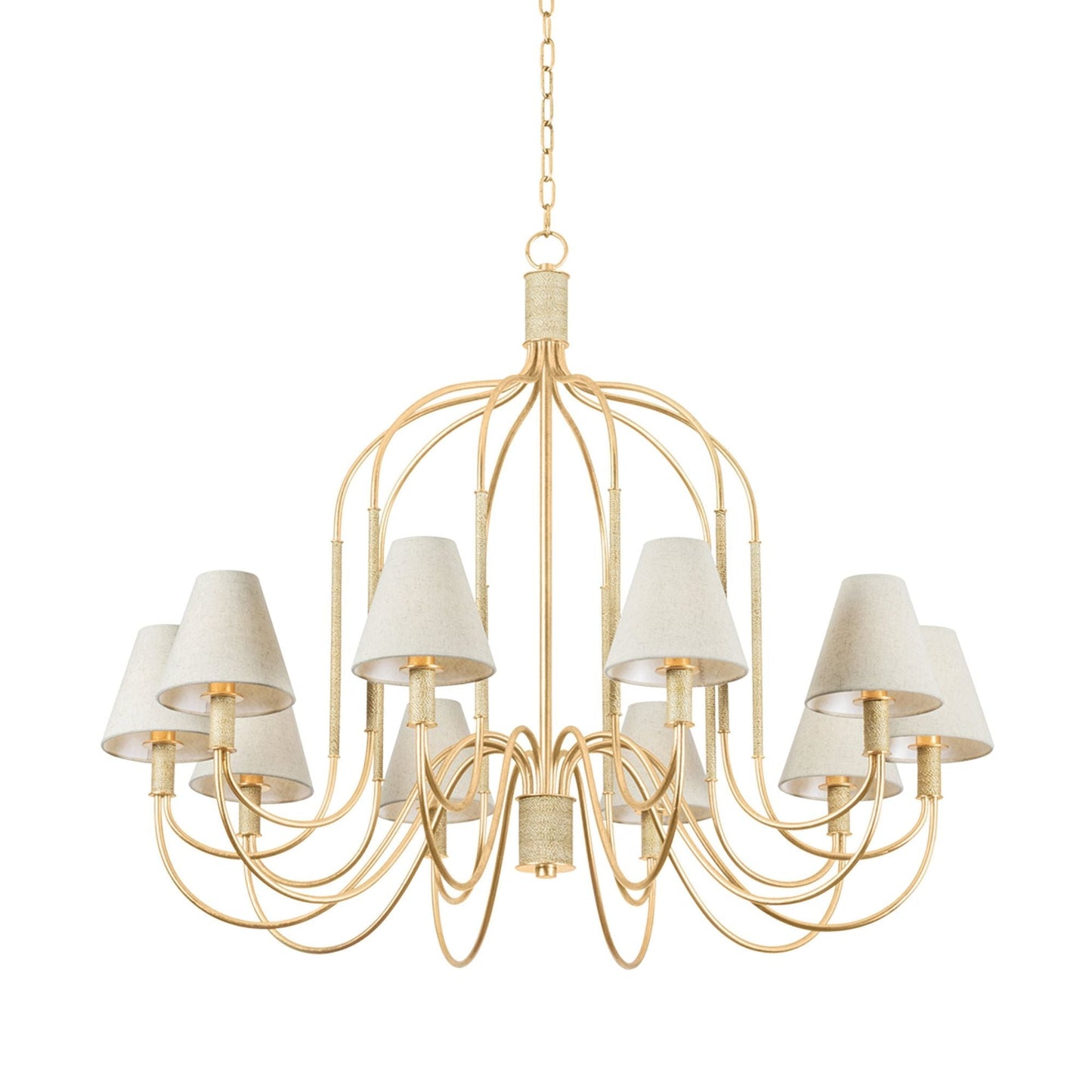 Warrensburg 10-Light Chandelier in Vintage Gold Leaf 44L x 44W x 35.75H