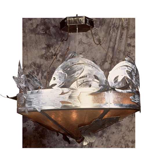 18 Light 82" Wide Pendant with Handmade Shade