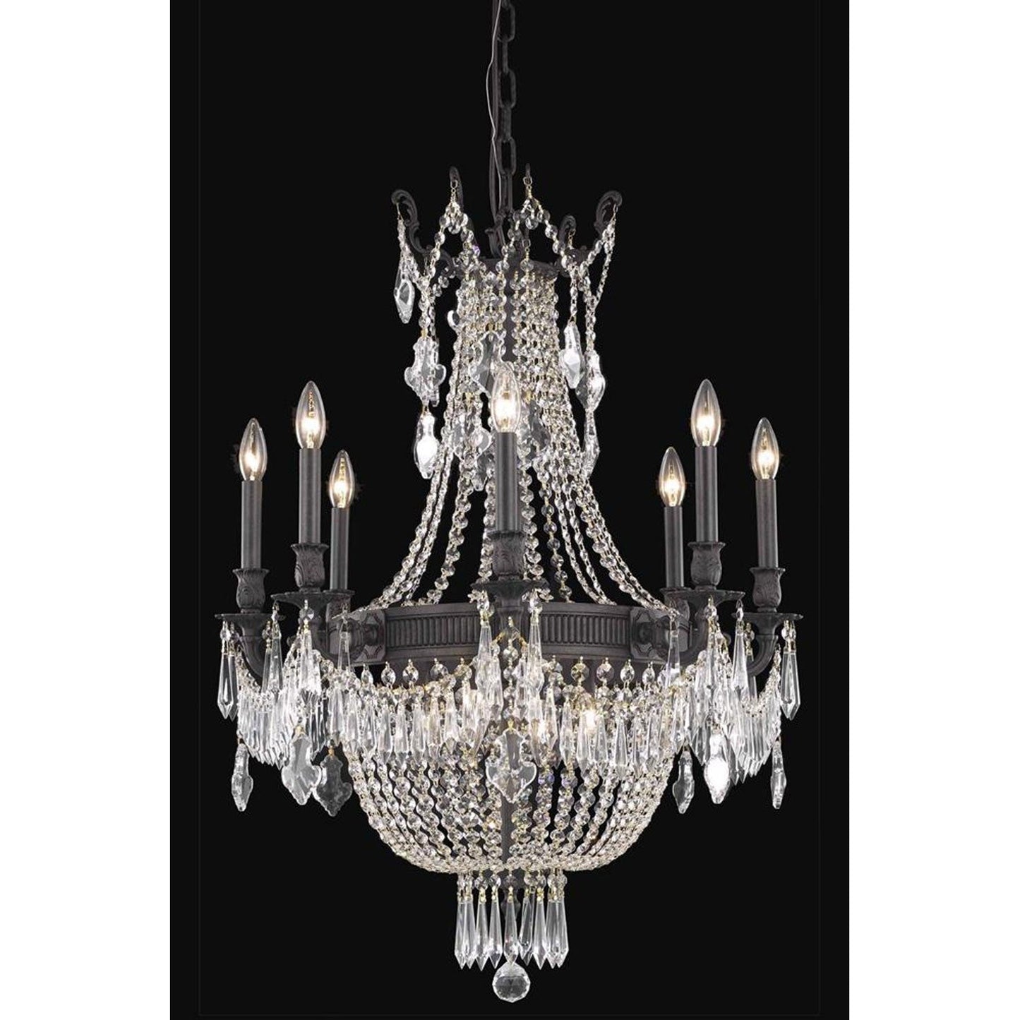 Esperanza Dark Bronze 12-Light Chandelier with Royal Cut Crystal